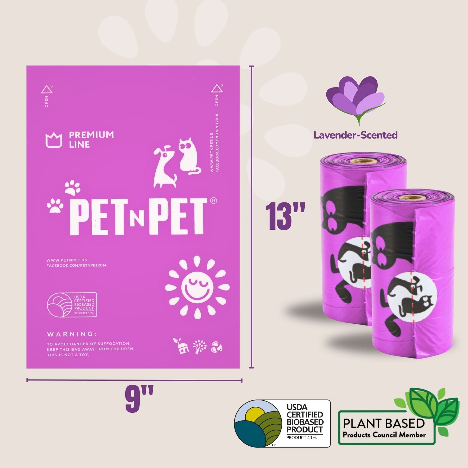Premium Lavender-Scented Poop Bags